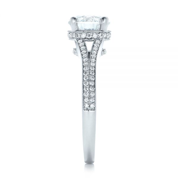 14k White Gold Custom Diamond Split Shank Engagement Ring - Side View - 102226
