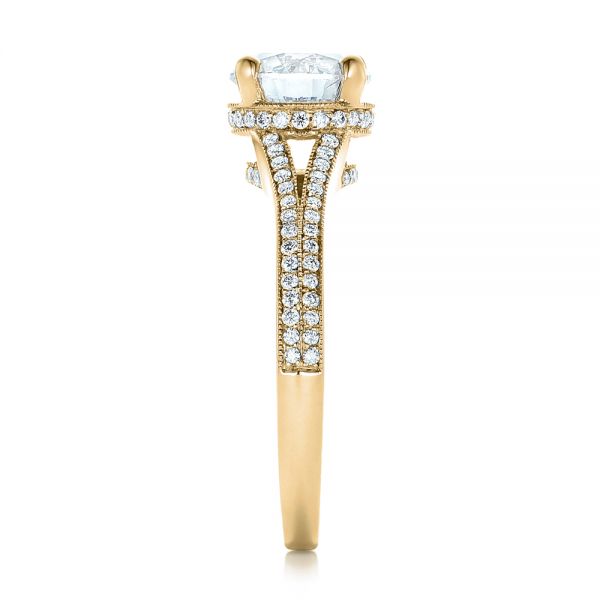 14k Yellow Gold 14k Yellow Gold Custom Diamond Split Shank Engagement Ring - Side View -  102226