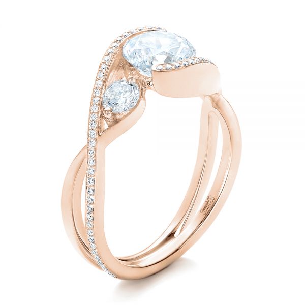 18k Rose Gold 18k Rose Gold Custom Diamond Wrap Engagement Ring - Three-Quarter View -  101472