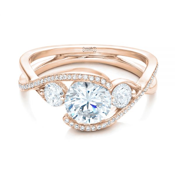 14k Rose Gold 14k Rose Gold Custom Diamond Wrap Engagement Ring - Flat View -  101472