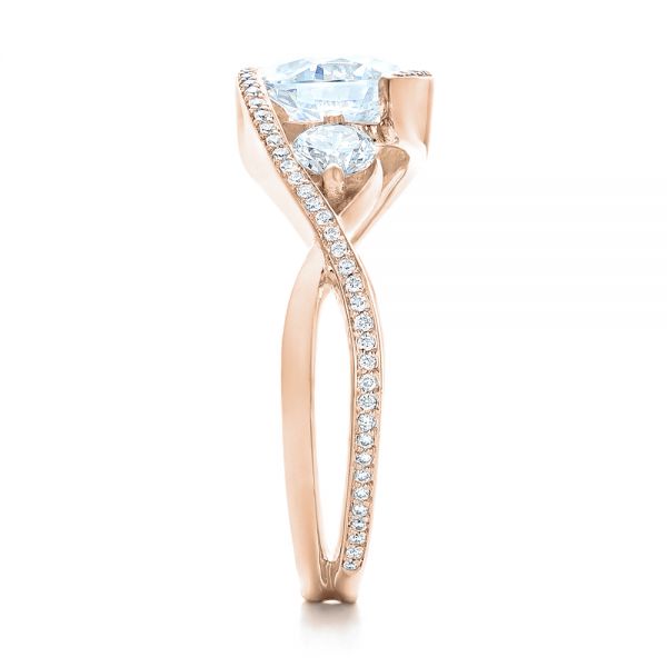 14k Rose Gold 14k Rose Gold Custom Diamond Wrap Engagement Ring - Side View -  101472