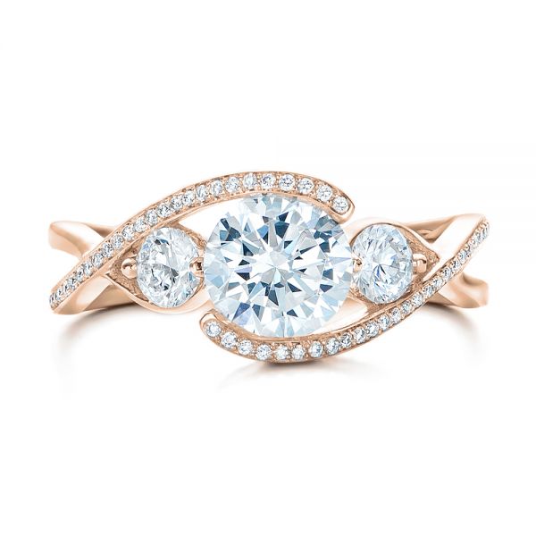 18k Rose Gold 18k Rose Gold Custom Diamond Wrap Engagement Ring - Top View -  101472