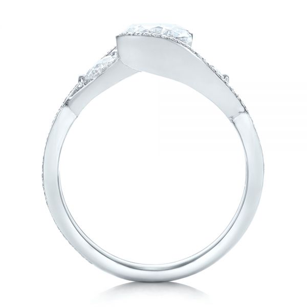 18k White Gold Custom Diamond Wrap Engagement Ring - Front View -  101472