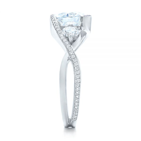 18k White Gold Custom Diamond Wrap Engagement Ring - Side View -  101472