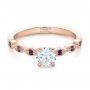 14k Rose Gold 14k Rose Gold Custom Diamond And Amethyst Engagement Ring - Flat View -  102319 - Thumbnail