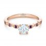 18k Rose Gold 18k Rose Gold Custom Diamond And Amethyst Engagement Ring - Flat View -  102319 - Thumbnail