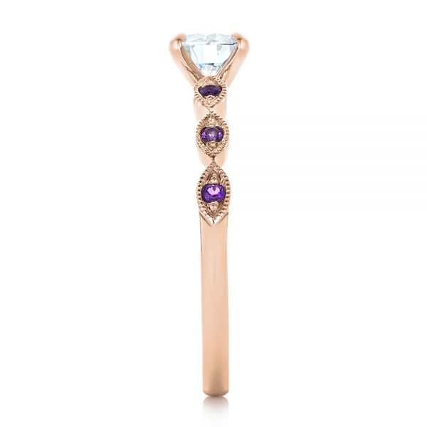 18k Rose Gold 18k Rose Gold Custom Diamond And Amethyst Engagement Ring - Side View - 102319