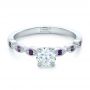  Platinum Platinum Custom Diamond And Amethyst Engagement Ring - Flat View -  102319 - Thumbnail