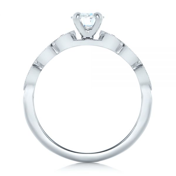 14k White Gold Custom Diamond And Amethyst Engagement Ring - Front View - 102319