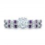 14k White Gold Custom Diamond And Amethyst Engagement Ring - Top View -  102319 - Thumbnail