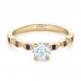 18k Yellow Gold 18k Yellow Gold Custom Diamond And Amethyst Engagement Ring - Flat View -  102319 - Thumbnail