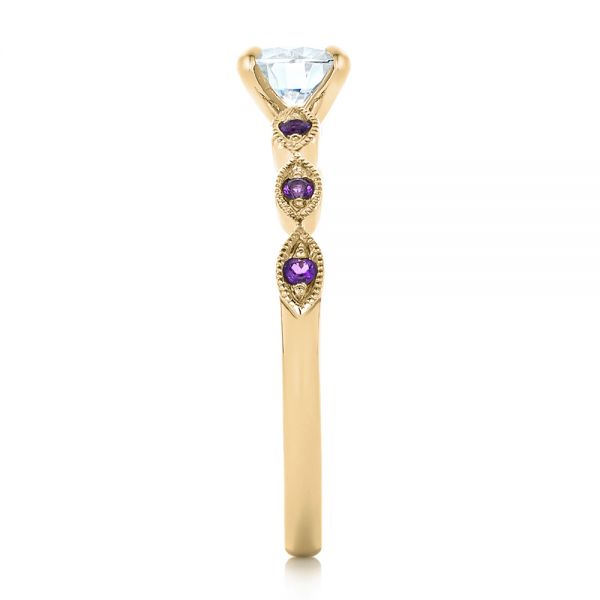18k Yellow Gold 18k Yellow Gold Custom Diamond And Amethyst Engagement Ring - Side View -  102319