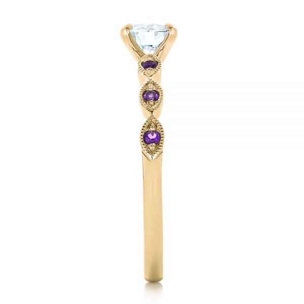 14k Yellow Gold 14k Yellow Gold Custom Diamond And Amethyst Engagement Ring - Side View - 102319