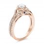 18k Rose Gold 18k Rose Gold Custom Diamond And Blue Sapphire Engagement Ring - Three-Quarter View -  100276 - Thumbnail