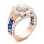 18k Rose Gold 18k Rose Gold Custom Diamond And Blue Sapphire Engagement Ring - Three-Quarter View -  101172 - Thumbnail