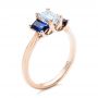 18k Rose Gold 18k Rose Gold Custom Diamond And Blue Sapphire Engagement Ring - Three-Quarter View -  102031 - Thumbnail