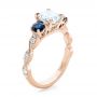 18k Rose Gold 18k Rose Gold Custom Diamond And Blue Sapphire Engagement Ring - Three-Quarter View -  102227 - Thumbnail