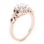 18k Rose Gold 18k Rose Gold Custom Diamond And Blue Sapphire Engagement Ring - Three-Quarter View -  102382 - Thumbnail
