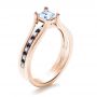 18k Rose Gold 18k Rose Gold Custom Diamond And Blue Sapphire Engagement Ring - Three-Quarter View -  1297 - Thumbnail