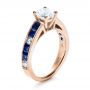 18k Rose Gold 18k Rose Gold Custom Diamond And Blue Sapphire Engagement Ring - Three-Quarter View -  1387 - Thumbnail