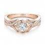 18k Rose Gold 18k Rose Gold Custom Diamond And Blue Sapphire Engagement Ring - Flat View -  100276 - Thumbnail