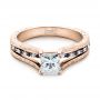 14k Rose Gold 14k Rose Gold Custom Diamond And Blue Sapphire Engagement Ring - Flat View -  102095 - Thumbnail