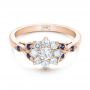 18k Rose Gold 18k Rose Gold Custom Diamond And Blue Sapphire Engagement Ring - Flat View -  102202 - Thumbnail