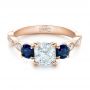 14k Rose Gold 14k Rose Gold Custom Diamond And Blue Sapphire Engagement Ring - Flat View -  102227 - Thumbnail