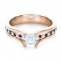 18k Rose Gold 18k Rose Gold Custom Diamond And Blue Sapphire Engagement Ring - Flat View -  1297 - Thumbnail