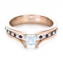 14k Rose Gold 14k Rose Gold Custom Diamond And Blue Sapphire Engagement Ring - Flat View -  1297 - Thumbnail