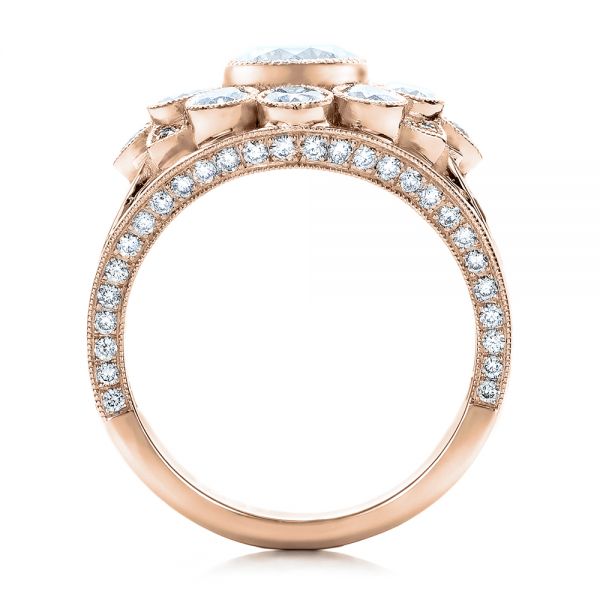 18k Rose Gold 18k Rose Gold Custom Diamond And Blue Sapphire Engagement Ring - Front View -  101172