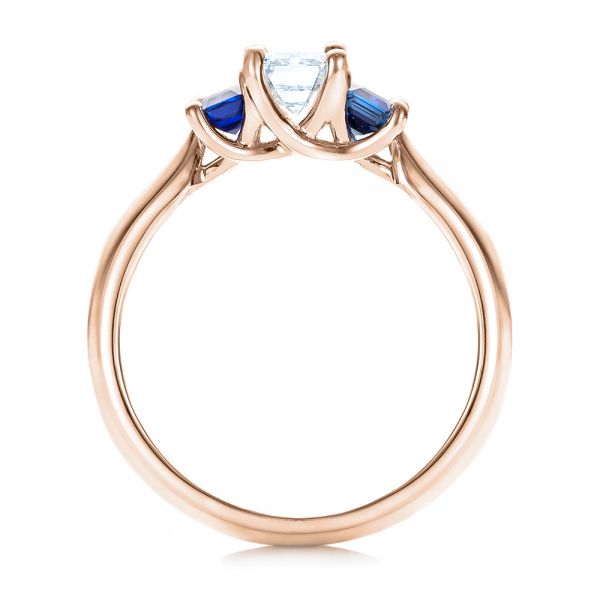 18k Rose Gold 18k Rose Gold Custom Diamond And Blue Sapphire Engagement Ring - Front View -  102031