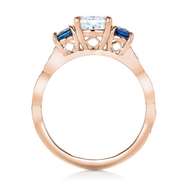14k Rose Gold 14k Rose Gold Custom Diamond And Blue Sapphire Engagement Ring - Front View -  102227