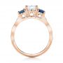 18k Rose Gold 18k Rose Gold Custom Diamond And Blue Sapphire Engagement Ring - Front View -  102227 - Thumbnail