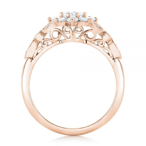 14k Rose Gold 14k Rose Gold Custom Diamond And Blue Sapphire Engagement Ring - Front View -  102382