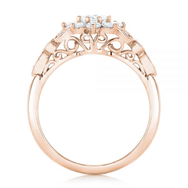 14k Rose Gold 14k Rose Gold Custom Diamond And Blue Sapphire Engagement Ring - Front View - 102382