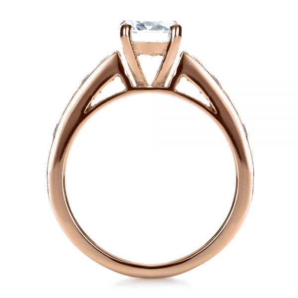 18k Rose Gold 18k Rose Gold Custom Diamond And Blue Sapphire Engagement Ring - Front View - 1387