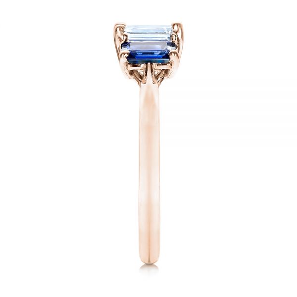 18k Rose Gold 18k Rose Gold Custom Diamond And Blue Sapphire Engagement Ring - Side View -  102031