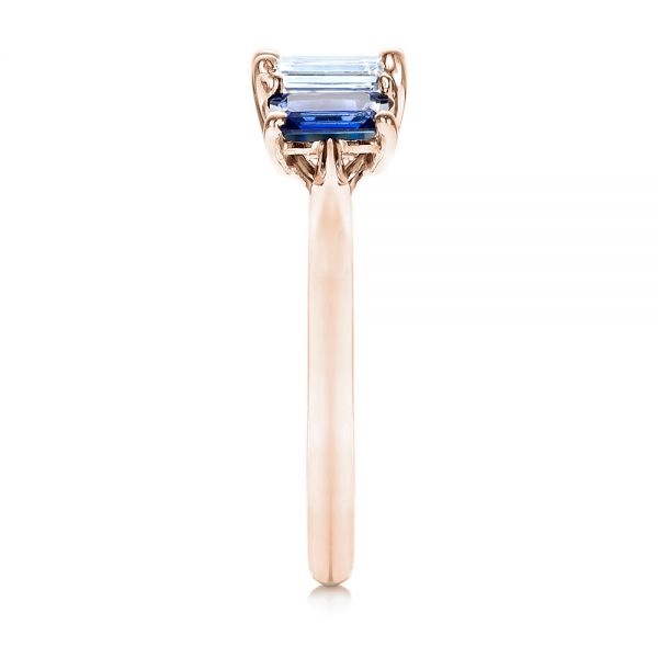 14k Rose Gold 14k Rose Gold Custom Diamond And Blue Sapphire Engagement Ring - Side View - 102031