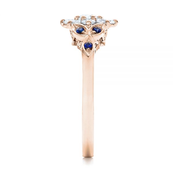 14k Rose Gold 14k Rose Gold Custom Diamond And Blue Sapphire Engagement Ring - Side View -  102202