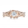 18k Rose Gold 18k Rose Gold Custom Diamond And Blue Sapphire Engagement Ring - Top View -  100276 - Thumbnail