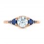 18k Rose Gold 18k Rose Gold Custom Diamond And Blue Sapphire Engagement Ring - Top View -  102336 - Thumbnail