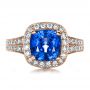 18k Rose Gold 18k Rose Gold Custom Diamond And Blue Sapphire Engagement Ring - Top View -  1212 - Thumbnail
