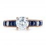 18k Rose Gold 18k Rose Gold Custom Diamond And Blue Sapphire Engagement Ring - Top View -  1387 - Thumbnail