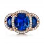 14k Rose Gold 14k Rose Gold Custom Diamond And Blue Sapphire Engagement Ring - Top View -  1405 - Thumbnail