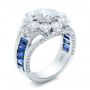 14k White Gold 14k White Gold Custom Diamond And Blue Sapphire Engagement Ring - Three-Quarter View -  101172 - Thumbnail