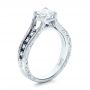 14k White Gold Custom Diamond And Blue Sapphire Engagement Ring - Three-Quarter View -  102095 - Thumbnail