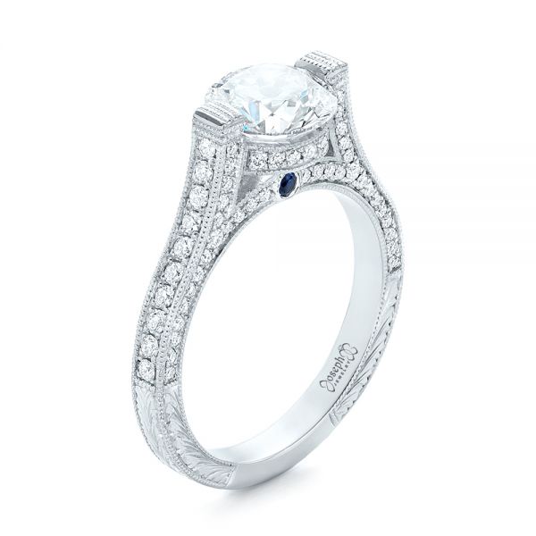 Custom Diamond and Blue Sapphire Engagement Ring - reference design