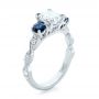18k White Gold 18k White Gold Custom Diamond And Blue Sapphire Engagement Ring - Three-Quarter View -  102227 - Thumbnail