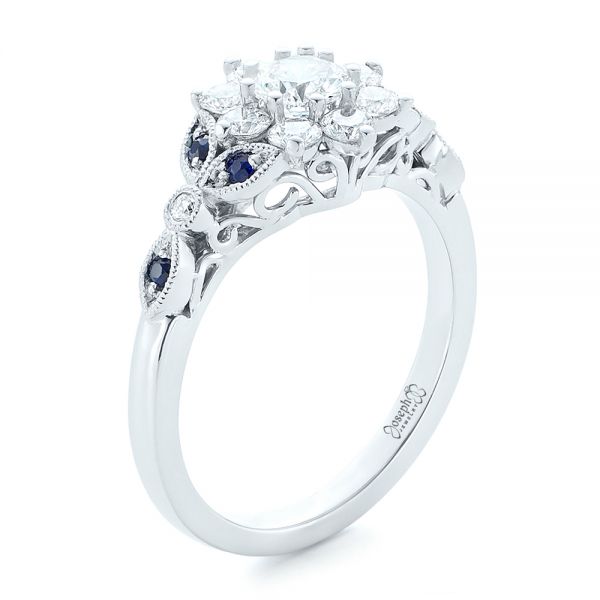 Custom Diamond and Blue Sapphire Engagement Ring - reference design